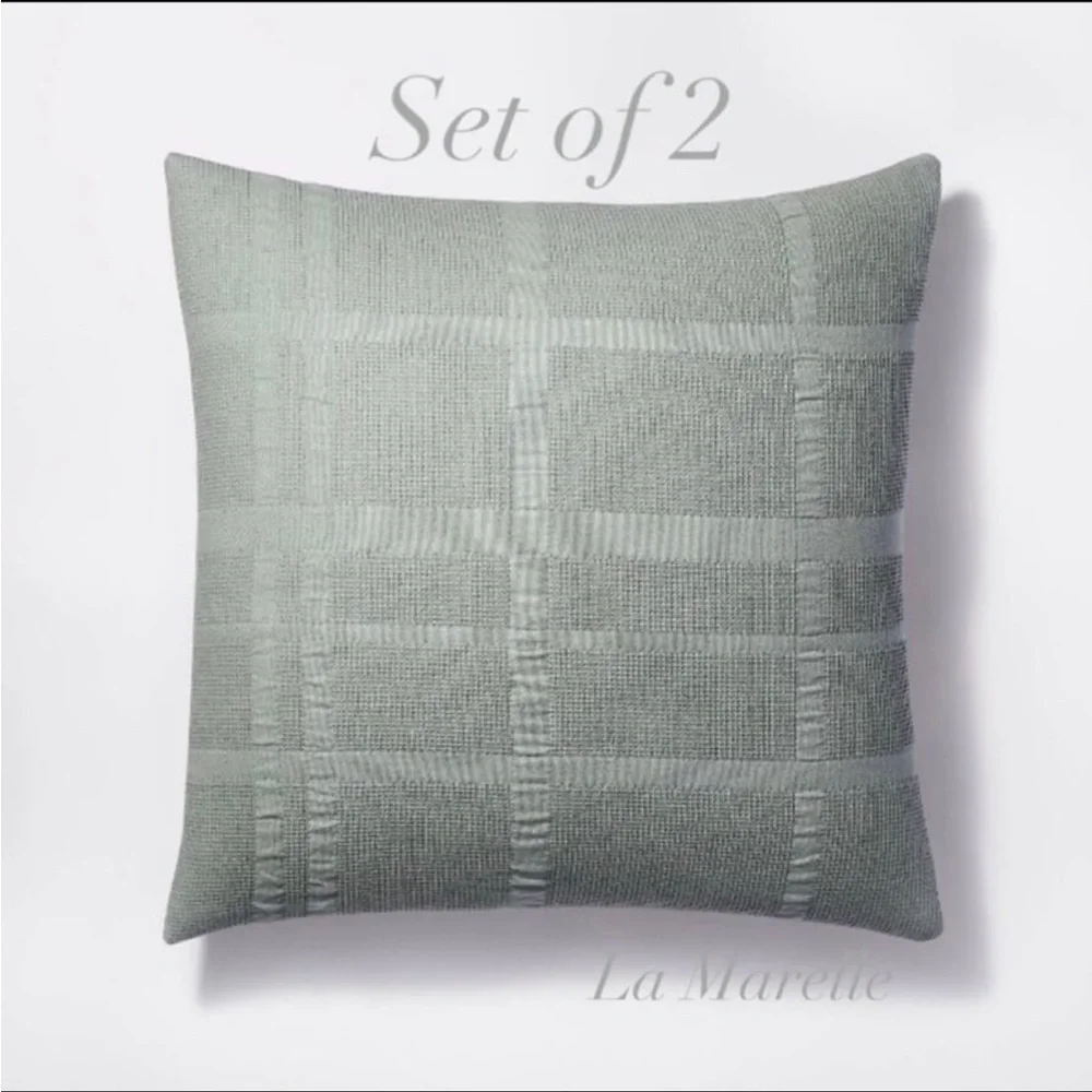 2 | Euro Waffle Matelasse Quilt Sham Light Teal Green - Threshold Studio McGee